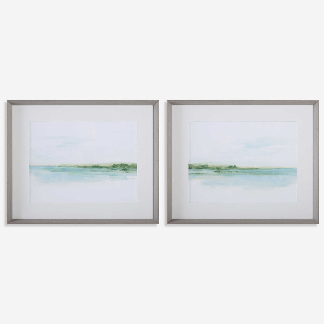 Green Ribbon Coast Framed Prints S/2