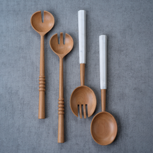 Load image into Gallery viewer, Kenya Wooden Salad Servers with Marble Handles