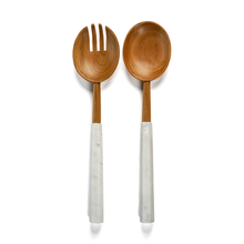 Load image into Gallery viewer, Kenya Wooden Salad Servers with Marble Handles