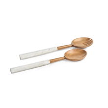 Load image into Gallery viewer, Kenya Wooden Salad Servers with Marble Handles