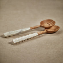 Load image into Gallery viewer, Kenya Wooden Salad Servers with Marble Handles
