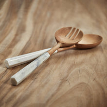 Load image into Gallery viewer, Kenya Wooden Salad Servers with Marble Handles