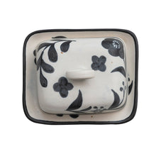 Load image into Gallery viewer, Hand-Painted Stoneware Butter Dish