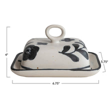 Load image into Gallery viewer, Hand-Painted Stoneware Butter Dish