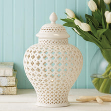 Load image into Gallery viewer, Carthage Pierced Covered Lantern - Porcelain