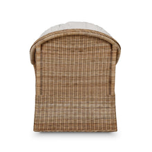 Load image into Gallery viewer, Nantucket Swivel Chair in Rattan Natural w/ Arctic White Performance Fabric
