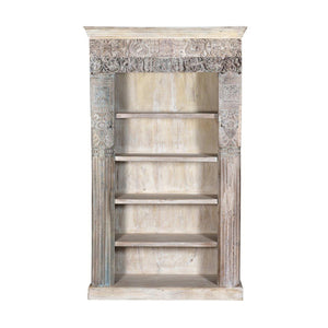 Alta Tall Carved Bookcase - Antique White