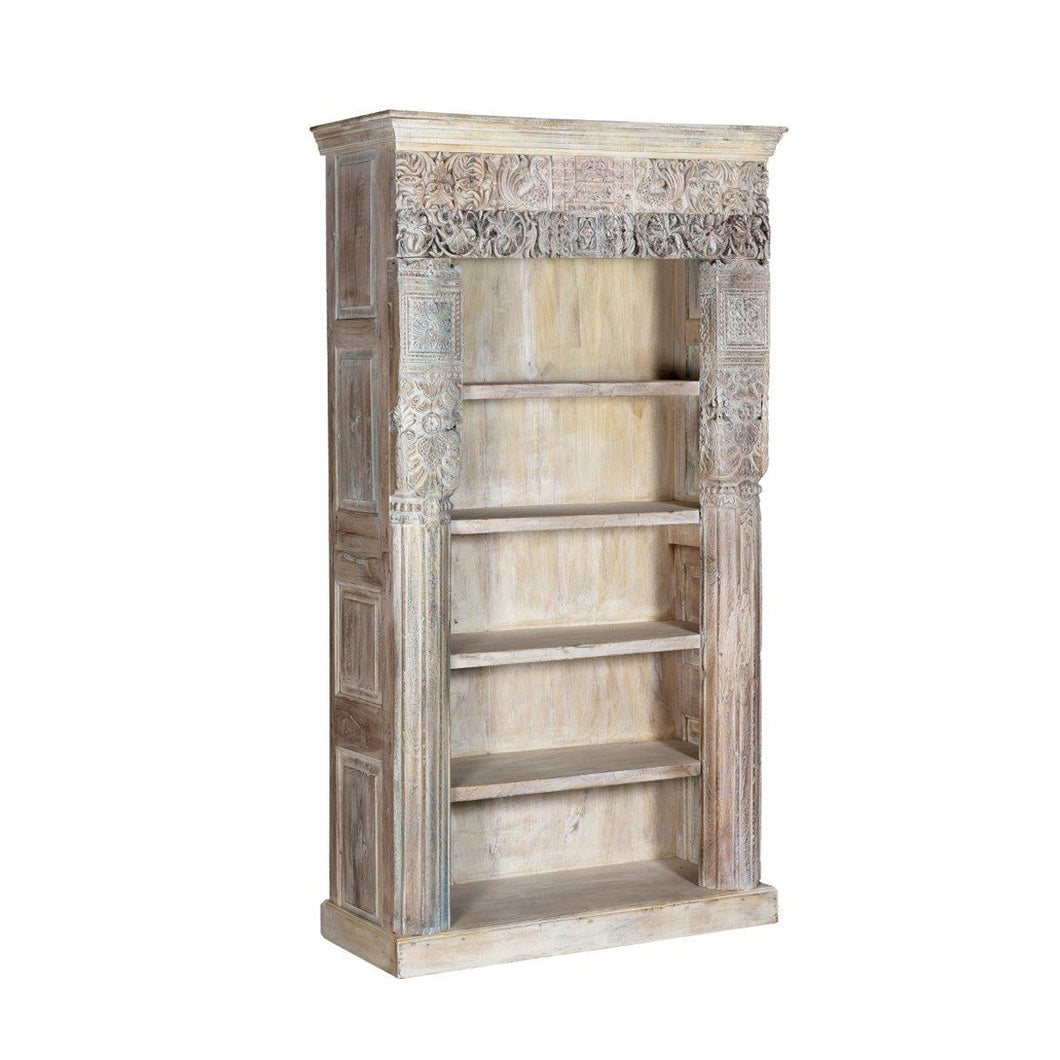Alta Tall Carved Bookcase - Antique White