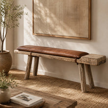 Load image into Gallery viewer, One Of a Kind Leather Bench 68"
