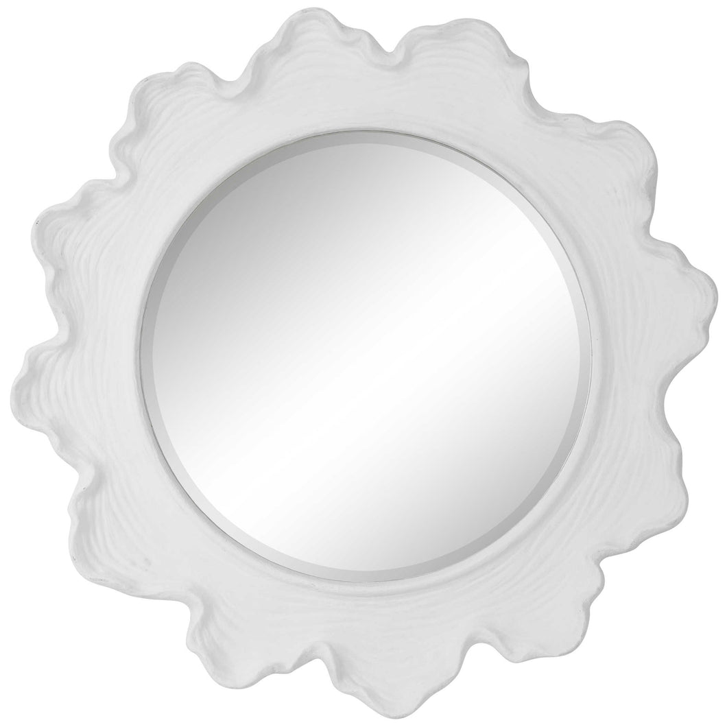 Sea Coral Round Mirror - White