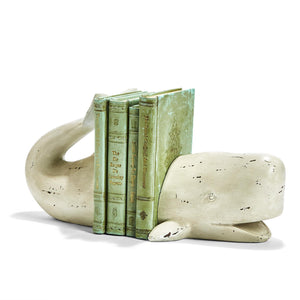 Whale Tale Bookend Set - White