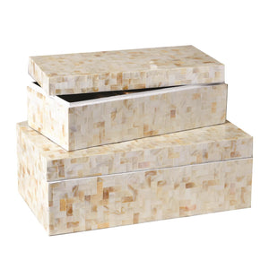 Lamina Covered Boxes - White