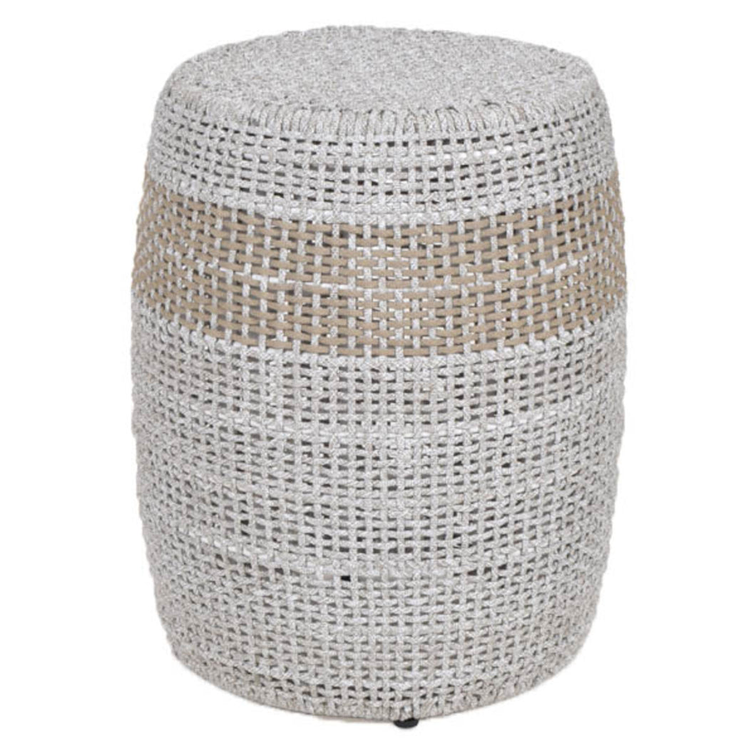 Loom Outdoor Accent Table - Taupe & White Flat Rope