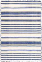 Load image into Gallery viewer, Hampshire Stripe Cobalt Woven Cotton Rug
