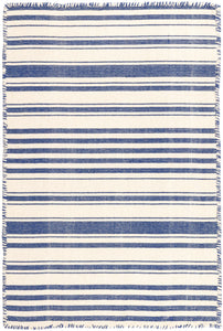 Hampshire Stripe Cobalt Woven Cotton Rug