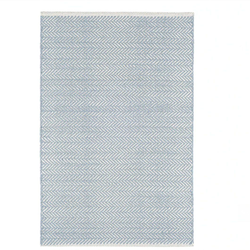 Herringbone Woven Cotton Rug - Swedish Blue