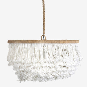 Lily Tiered 24" Fringe Pendant - White